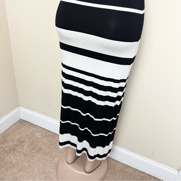 AQUA Black & White Striped Maxi Dress - Picture 5 of 7